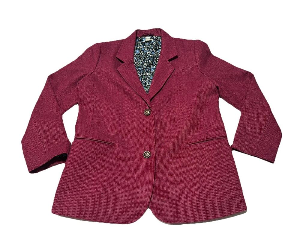 Sundance Pink Herringbone Wool Blend Jacket Size Small Floral Lined